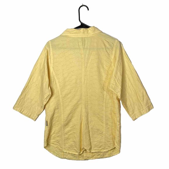 Ezze Wear Vintage Womens Top Butter Yellow Lagonlook Flowy Scallop Textured S/P - Picture 2 of 9